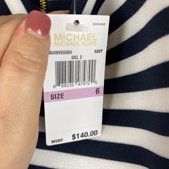Michael Kors Navy Nautical Striped Dress Sz 6 New! - Picture 6 of 8